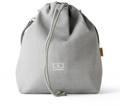monbento – Sac Repas Isotherme Fresh gris Coton - Lunch Bag 5,7 L avec Sangle Bandoulière Amovible – Idéal pour Transporter Boite Bento + Gourde + Couverts au Bureau ou en Pique-nique