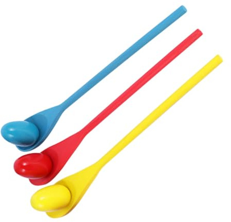 BRIGHTFUFU 3 Sets Egg and Spoon Game for Balance Training Educational Wooden Coordination Game Suitable for Birthday Parties and Sensory Play Random Color Random Color