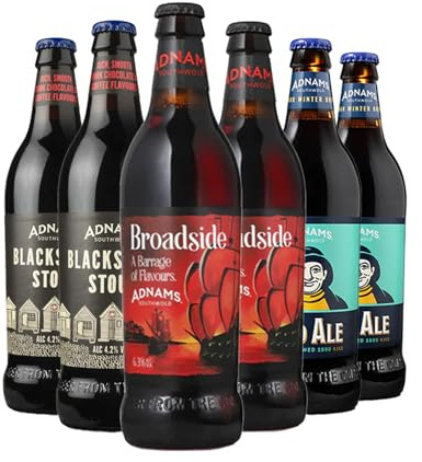 Adnams | Dark Ales Taster Bundle 4.1-6.3% ABV | 6 x 500ml | Brewed with chocolate, coffee, fruitcake, caramel, and roasted grains, balanced, giving the beer a clear flavour profile.