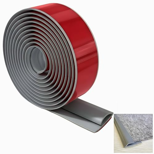 Bande de bord autocollante pour tapis, matériau TPE, découpable sur les plinthes de tapis et de transition de sol, de tapis au carrelage, sol en vinyle, stratifié, profilé de finition (gris foncé, 10