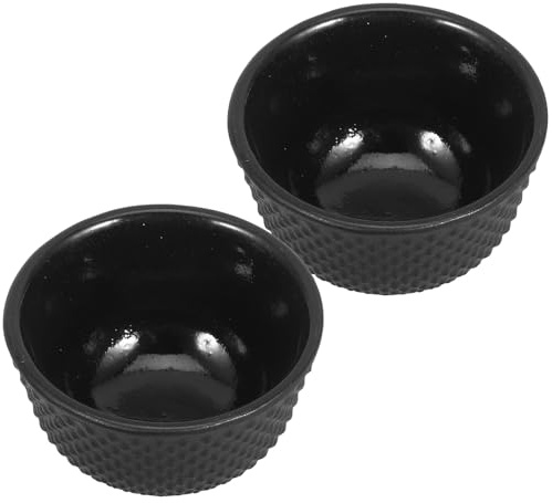MOLUCKFU Lot de 2 Petites Tasses à Thé en Fonte 35 Ml Style Rétro sans Anse Petit Bol Chinois Robuste pour Cérémonie du Thé Asiatique et Usage Traditionnel