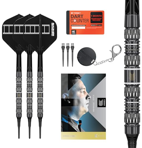 Target Darts Chris Dobey Soft-Tip 95K Dart-Set, 18G | 95% Wolfram-Darts, K-Flex Nr.2 Flights & Shafts, Schwarze Cryo-Spitzen & Schweizer Titan-Konvertierungsstahlspitzen | Player Edition Professional