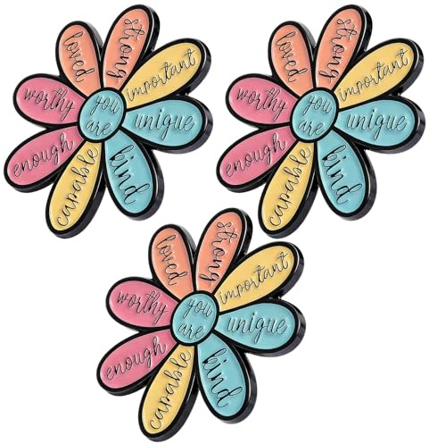 3 PCS Funny Enamel Pin Badges Set, Cartoon Enamels Pin Badges for Lanyards, Versatile Enamel Pins with Colorful Petals Lanyard Pins Badge for Friends Gifts Brooches