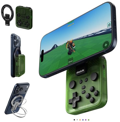 abxylute M4 Snap-On Mobile Gaming Controller für Android & iPhone, leichter, tragbarer Handy-Controller, Retro-Emulator-Gamepad im Taschenformat mit Ständer, Dual-Joystick-Turbo, Magnet (green)