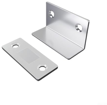 Cierrapuertas magnético con perfil invisible ultrafino y pestillo de acero, tope magnético fuerte para puertas de muebles (plateado)