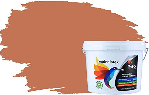 RyFo Colors Seidenlatex Trend Orangetöne Terracotta 3l - bunte Innenfarbe, weitere Orange Farbtöne und Größen erhältlich