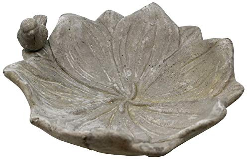 Vogeltränke Blume mit Spatz, 26 x 8 cm, Vogel-Tränke Trinkschale Vogelbad Garten