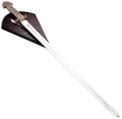 Vikings Schwert der Könige - Ragnar Lothbrok - Vikinger Schwerter - Schwert aus Metall und Holz - 101cm Silber, braun - Wikinger Dekoschwert mit Verzierungen - Wandhalterung inklusive