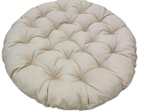 TBA Papasansessel Kissen, Polster Bodenkissen für Schwenksessel, Rund Papasan Sessel, Polyrattan Sessel - Durchmesser 130 cm und Kissenstärke 10-12cm (Beige)