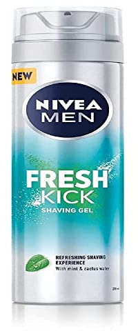 NIVEA MEN Fresh Kick Shaving Gel (200ml), Refreshing Shaving Gel, Shave Gel for Men Infused with Mint & Cactus Water, Mens Shave Gel