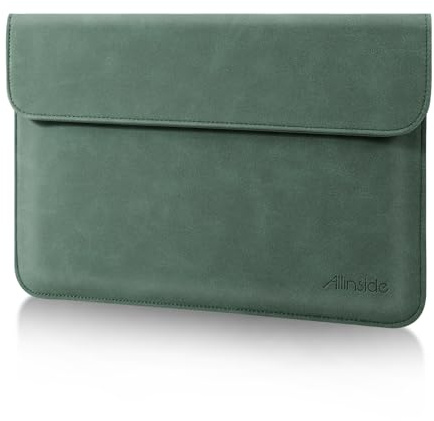 Allinside 13 Zoll Laptophülle für MacBook Neo A3404, Air 13 & Pro 13 | Matte PU-Leder Laptoptasche für MacBook Neo, Air 13 2018–2026 & Pro 13 2016–2022, schlank und wasserfest, Dunkelgrün