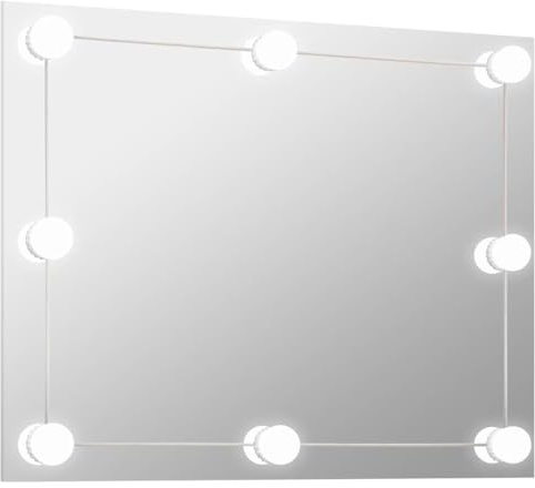 vidaXL Wandspiegel ohne Rahmen mit LED-Beleuchtung Rechteckig Glas