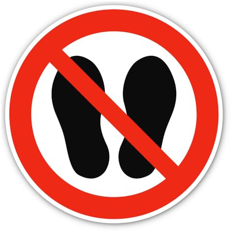 Betreten der Fläche verboten, Verbotszeichen: P024 - DIN EN ISO 7010 / ASR A1.3 - Aufkleber: Ø 20 cm, 1 Stück