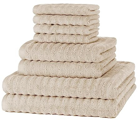 Merana Oslo Handtuch Set | schnelltrocknend, weich & fusselfrei | Frottier Luxus Qualität | 100% Baumwolle Frottee | Oeko-TEX | 590 GSM | Beige (8er Sparset | 4 Gästetuch, 2 Handtuch, 2 Duschtuch)