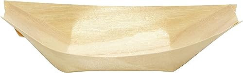 ANTETOK 5 Inch 100pcs Wood Plates Disposable Wooden Serving Boat Plates for Hot Food, BBQ, and Parties Sushi Serving Tray