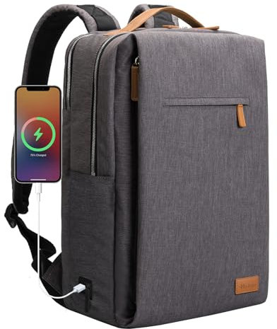Hp hope Laptop Rucksack Business Rucksack Damen, Rucksäcke Herren 15,6 Zoll Laptop, 22L Handgepäck Reisetasche mit USB-Anschluss, Wasserdicht Backpack Reisen Arbeit Flugzeug Grau