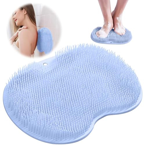 Tapis de Bain en Silicone, Brosse Pieds Douche,Coussin de Massage pour Pieds,Nettoyeur de Dos avec Ventouse,Laveur de Pieds de Douche,Foot Scrubber,Dos Nettoie,Exfolie,Masse vos Pieds Sans se Pencher