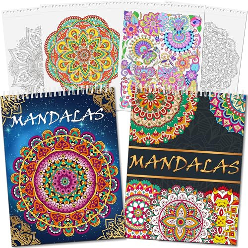 Elfew 2 Stück Mandala Malbuch für Erwachsene, Mandalas für Erwachsene, 80 Entspannende Mandala Muster Designs, Frauen Stress Abbauen und Entspannen