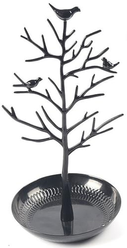 TRIXES Arbre à bijoux noir brillant organiseur suspendu