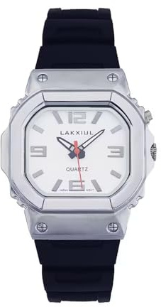 LAKXIUL Reloj de voz en inglés para ciegos, personas con discapacidad visual o ancianos, caja plateada, correa negra