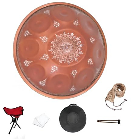Elsebal Handpan Drum, 22-Inch D Minor 9-Note 440Hz Adult Steel Hand DrumsFuchsia) with Handpan Drum Bag (fucsia, 432hz)