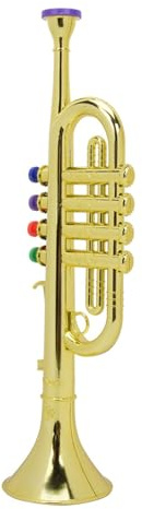 Trompette Enfant, Jouet Musical Plastique doré avec 4 Touches colorées, Entraîne Rythme et Intelligence Musicale, Compact léger pour 3 à 12 Ans, Cadeau éducatif préscolaire