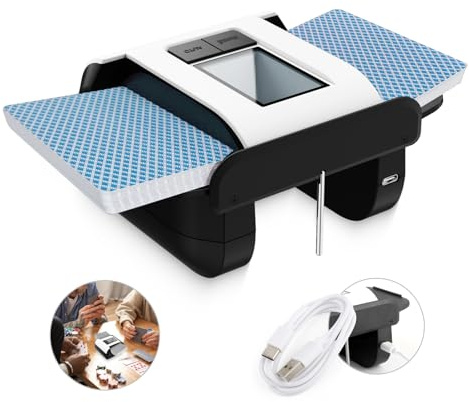 YHX-OU Automatic Card Shuffler Machine 2Decks Playing,Rechargeable Card Shuffling Machine,Upgraded Playing Card Shuffler for UNO, Blackjack,Texas Hold'em, Family Card Game