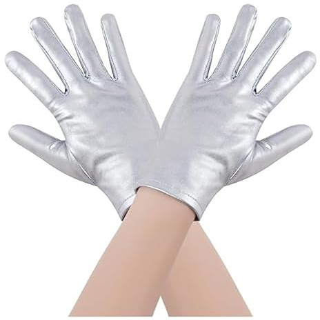 IHLOOTD Handschuhe Halloween Glänzende Metallic Handschuhe 1980er Jahre Cosplay Karneval Kostüm Gloves Opera Look
