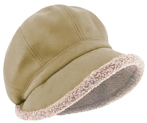 Rayson Berets for Women Balloon Hat Wool Newsboy Warm Peaked Cap 8 Panels Women's Winter Hats One Size（Khaki）