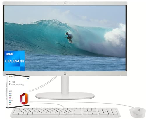 HP 21.5 FHD All-in-One Desktop - Windows 11 Pro & Microsoft Office Lifetime License, Intel Celeron J4025, Intel UHD Graphics, 8 GB RAM, 512 GB SSD, True Vision Camera, WiFi 6, Wired Keyboard&Mouse