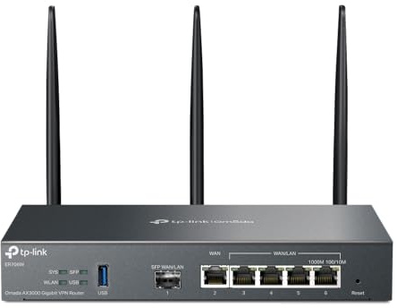 TP-Link Omada ER706W AX3000 WiFi 6 VPN Router, Multi WAN Gigabit Gateway with SFP, Load Balancing, IPS, IDS, WireGuard, Cloud Managed