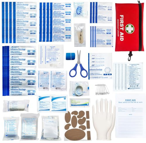 170 Piece Premium First Aid Kit Bag - Compact Emergency Medical Supplies for Home, Office, Car, Caravan, Workplace, Travel and Sports