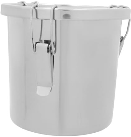 OFFSCH Secchio Metallo Con Coperchio Sigillato in Acciaio Resistente Secchio Per Latte Grasso Cereali Maniglia Per Trasporto Per Cucina e Campeggio