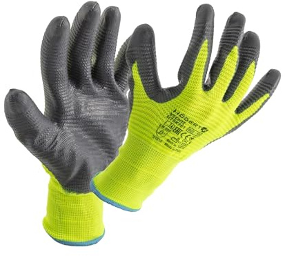 Högert Technik VECHTE Gants avec revêtement en nitrile, gants ondulés verts/c.gris, taille 10, résistants à l'abrasion, idéaux pour les travaux de montage et d'entretien précis