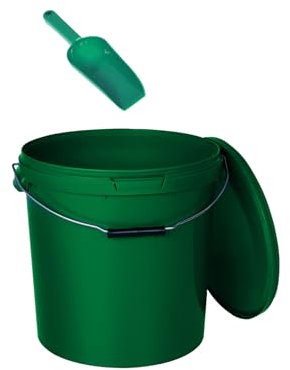 BenBow - Eimer mit Deckel Gelb 4X 20 Liter + Schäufelchen - lebensmittelecht stabil luftdicht auslaufsicher - Vorratsbehälter für Aufbewahrung aus Kunststoff mit Metall-Henkel - leer - zur Hause
