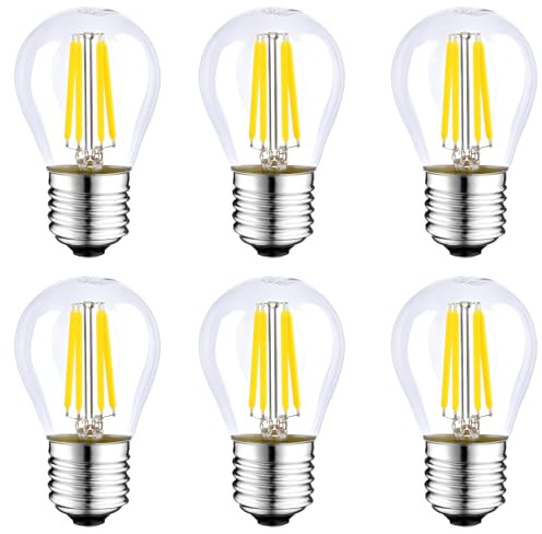 HUAMu E27 G45 Mini Globe LED Light Bulb 4W Cool White 6500K, 400LM, Replace E27 40W Halogen, AC 220V, ES Screw P45 Golf Ball LED Clear Bulbs for Indoor Lighting, not dimmable, 6pcs