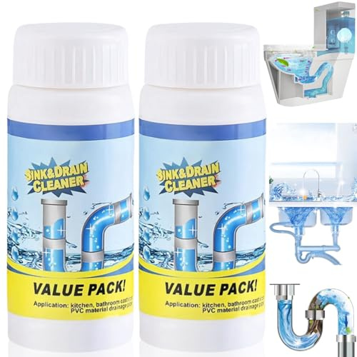 2PCS Powerful Sink Foaming Sink and Drain Cleaner,Wild Si/nk and Dra/in Cleaner,Drain Clog Remover,Powerful Pipe Dredging Agent,Pipe Dredge Deodorant,Dr/ain Unblocker Liquid Heavy Duty for Bathroom