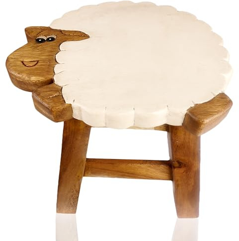 Tokoindah Kinderhocker Holz Schaf | Massivholz, rund, 25 cm