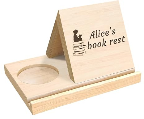 Personalisierter dreieckiger Buchständer aus massivem Holz, Individuell gravierter Buchseitenhalter, Geburtstagsgeschenke für Leser, Lehrer, Schriftsteller und Väter, Heimdekor