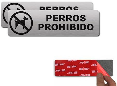 2 unidades de Señal Adhesiva | Acabado premium - 18 x 5 cm - Grosor 0.8mm (Prohibido Perros)