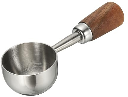 sourcing map Coffee Measuring Spoon, 1.45 x 0.7 15ml Stainless Steel Coffee Scoop with Wood Handle for Ground Coffee or Loose Leaf Tea Silver