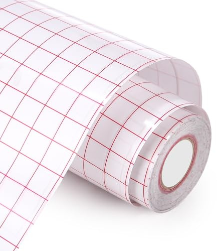 Tixexo Vinyl Papier Transfert pour Vinyle Adhesif,papier transfert avec grille d'alignement rouge,30,5 cm x 1000 cm Feuille de transfert pour Cricut für Décorations de Fête