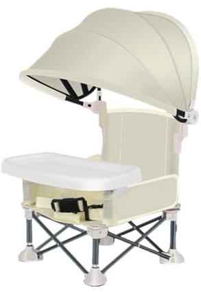 Faltbarer Esszimmerstuhl für Babys, Reise-Kleinkindsitz mit Tablett zum Essen, faltbarer Babysitz mit Sonnendach für Zuhause, Outdoor, Picknick, Reisen, Rasen, Camping,
