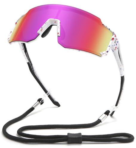 DUCO Lunette de Soleil Enfant Polarisées Sport 8-16 Ans | Verres Polarisés Anti-Éblouissement, Monture Légère, Protection UV400, Unisexe, pour Cyclisme, Course à Pied, Baseball
