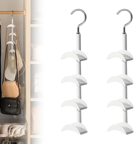 Handtaschen Aufbewahrung, 2 Stück Taschenaufbewahrung Multifunktional Taschenbügel Taschen Aufbewahrung mit 360 Grad Drehbar Kleiderbügel Schrank Organizer für Krawatten Schals Mützen Gürtel