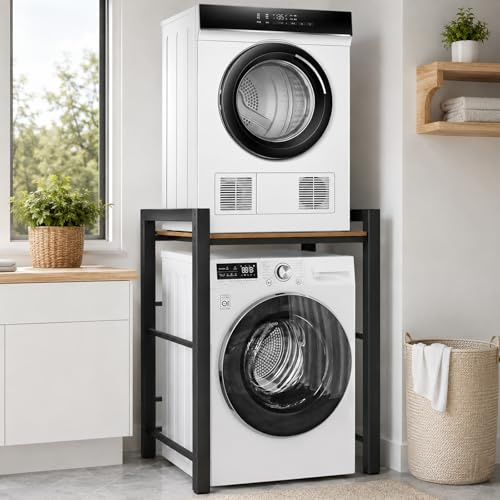 KaO0YaN Waschmaschinenregal 3 Höhenverstellbar Waschmaschine Trockner Schrank Toilette, Regal über Waschmaschinen, 350 kg Waschmaschinenschrank für Badezimmer Waschküche 75x65x105cm (Schwarz)