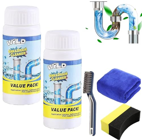 Trustpicks Drain Cleaner, Sink and Drain Cleaner, Allfound Dr-ain Clean/er, Wild D-rain Unblocker, Dr-ain Cl-eaner Ffoam, Foaming D-rain Clean/er for Kitchen Bathroom Shower Pipes (2 Pcs-220g)