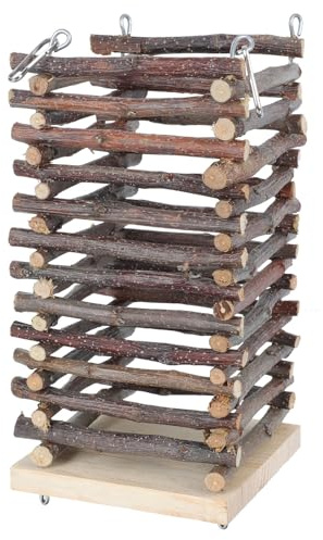 Toyvian Kaninchenfutterspender aus Holz Futterkorb für Tiere Futterständer Tierbedarf Korb zum Aufhängen Holzgefäß für Futter