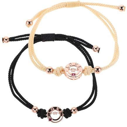 UPKOCH Bracelets ConnectéS Couple Vibrants À Distance Bracelets Tactiles Ajustables En Alliage Et Corde Cadeau Romantique Pour Anniversaire Saint-Valentin