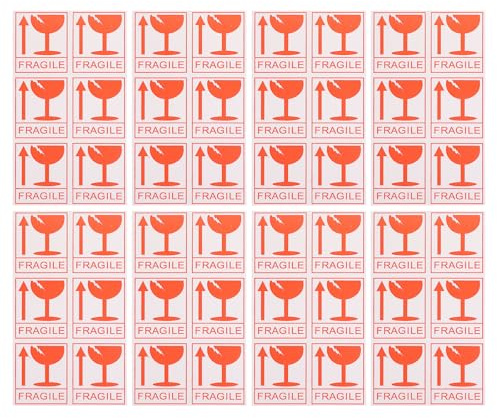OSOLADY 258 pièces Autocollants Fragiles Avertissement Expédition Étiquettes Rouge Pratiques Adhésifs Résistants pour Colis Boîtes Verre et Stickers de Sécurité pour Emballage